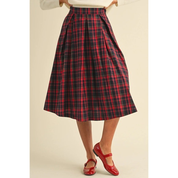 Pendleton Dresses & Skirts - Vintage Pendleton Wool Plaid Pleated‎ Midi Skirt Red Green Tartan Size 10 USA